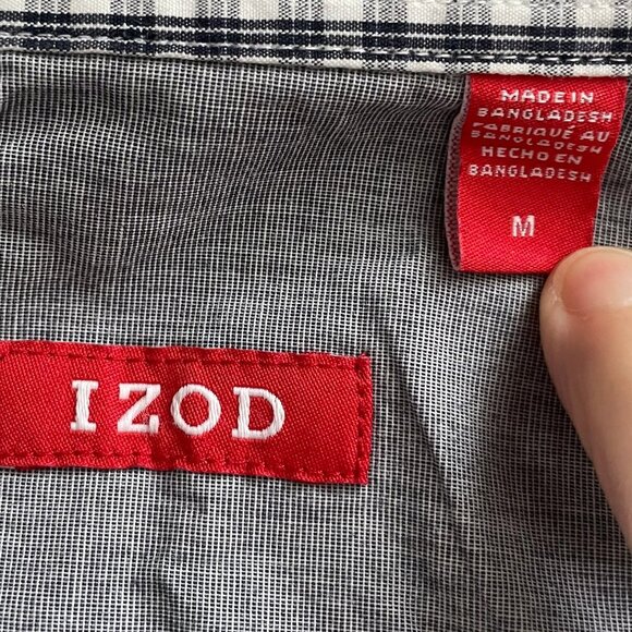 Izod Button Down Lg Sleeve Oxford Collar Casual Cotton Shirt Heathered Blue Sz M - Picture 11 of 13